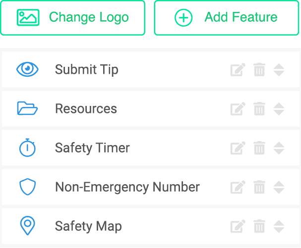 mobile safety app - emergency security configuration settings table