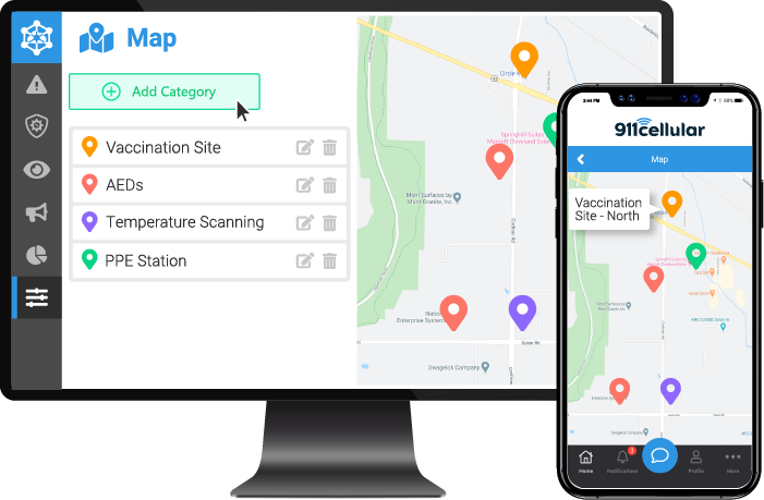 mobile safety app - emergency security maps