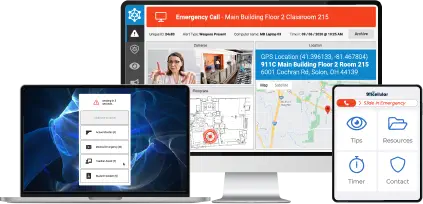 Computer panic button emergency safety devices